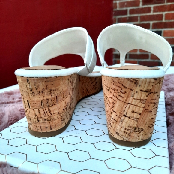 Nautica Danvers Sandals Platform Cork Wedge Thong Sandal 8.5 NEW Off White - Picture 7 of 10